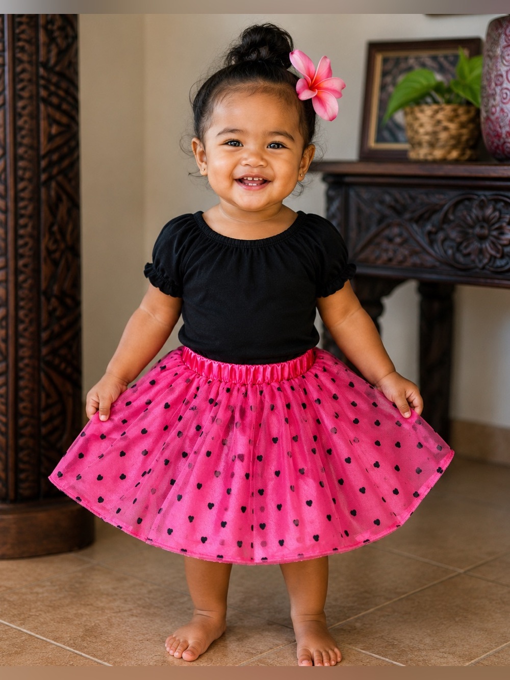 Okie Dokie Girls 24 month Pink heart polka dot skirts